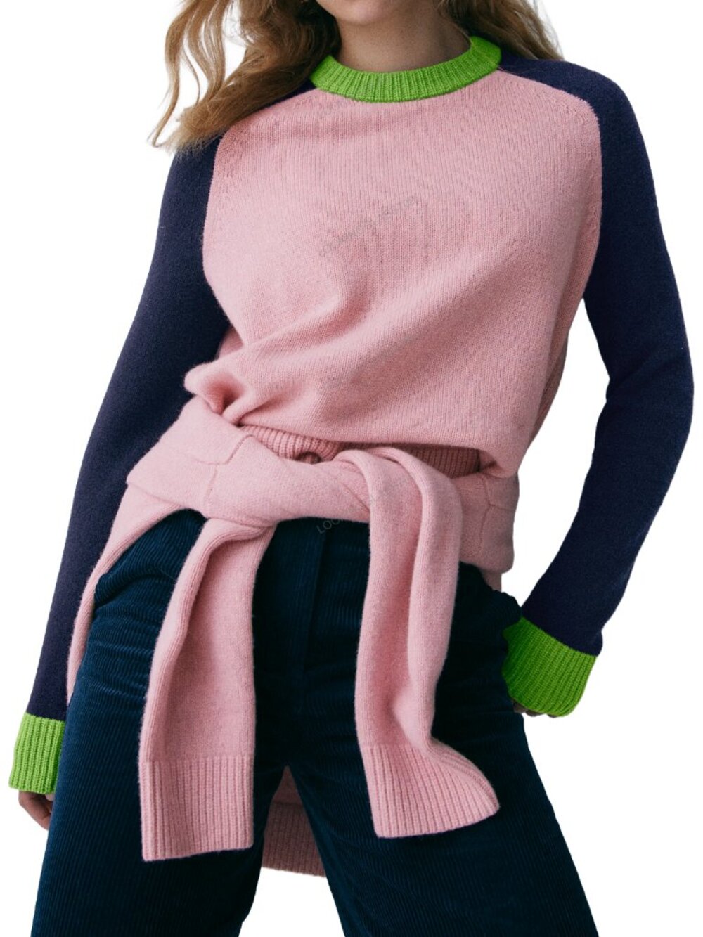 Boden Marion Merino Wool Colorblock Sweater Pink Navy Green L NWT